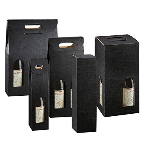 Propac z-botnm Weinbox mit Griff Elegance schwarz, 9 x 9 x 38.5 cm, 20 Stück von Propac