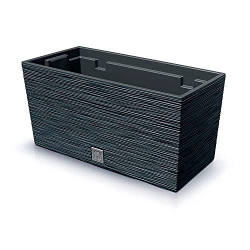 Anthrazitfarbenes Pflanzgefäß mit Behälter, Kollektion FURU, 39,5 x 18,5 x 19,5 cm, Fassungsvermögen 8 L. Anthrazitfarbenes Pflanzgefäß mit Behälter, Kollektion FURU, 39,5 x 18,5 x 19,5 cm, Fassungsvermögen 8 L. von Prosperplast