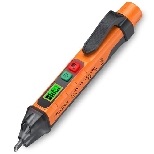 Proster Berührungsloser Spannungsprüfer mit Doppelbereich 12-1000V/48-1000V einstellbare Empfindlichkeit AC Spannungsprüfer Stift & LED Taschenlampe mit Anzeige von Proster