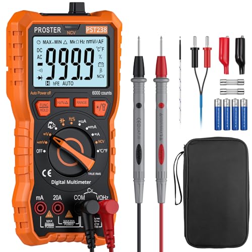 Proster Digital Multimeter 6000 Counts TRMS Auto Bereich NCV Detektor DC AC Spannung Strom Messgerät Temperatur Kapazität Widerstand Diode Kontinuität Tester von Proster