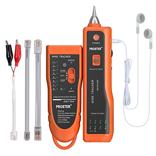 Proster Netzwerkkabel Wire Tracker XQ 350 mit Kopfhörer Hochempfindlicher Handheld Telefonkabeltester Wire Tracker für LAN Ethernet BNC RJ45 RJ11 Tester -Orange von Proster