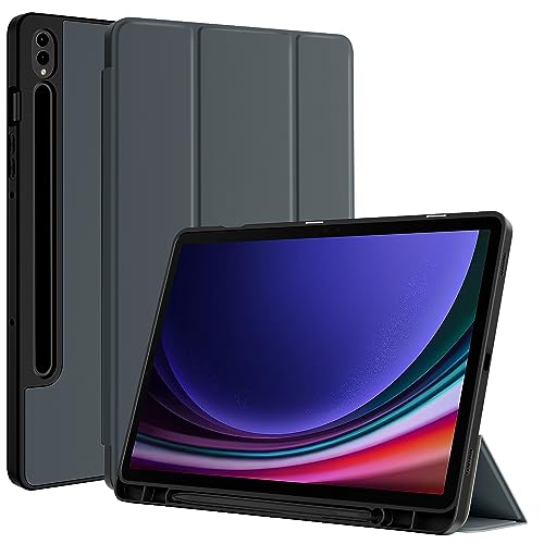 ProtUTab Hülle für Samsung Tab S9 11 Zoll 2023 mit S Pen Halter, Auto Wake/Sleep Trifold Stand Case für Samsung Galaxy Tab S9, Slim Multi-Angle Viewing Schutzhülle, Grau von ProtUTab