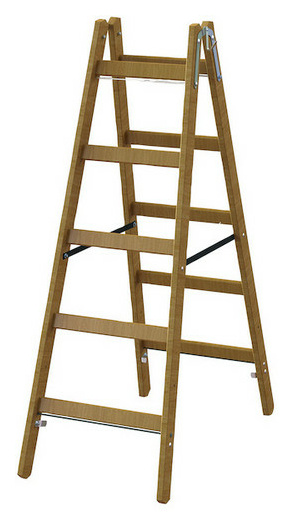PHSPSL25 Holz-Sprossen-Stehleiter 2x5 von Protec.Class