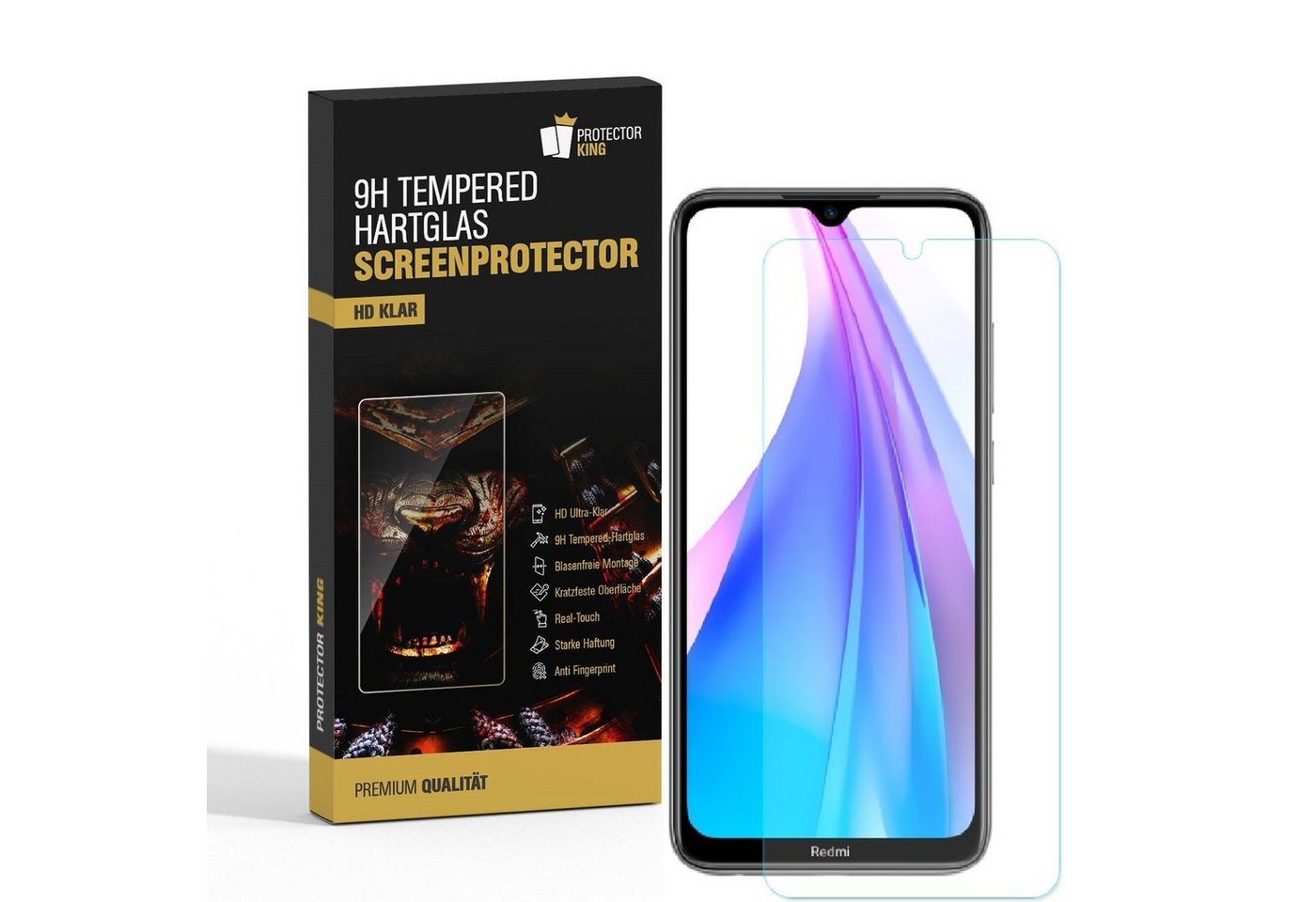 Protectorking Schutzfolie 1x 9H Hartglas für Xiaomi Mi Note 8 Panzerfolie Displayschutz Schutzfo, (1-Stück), Displayschutzglas, Schutzglas Echtglas Tempered 9H Härte HD-KLAR von Protectorking