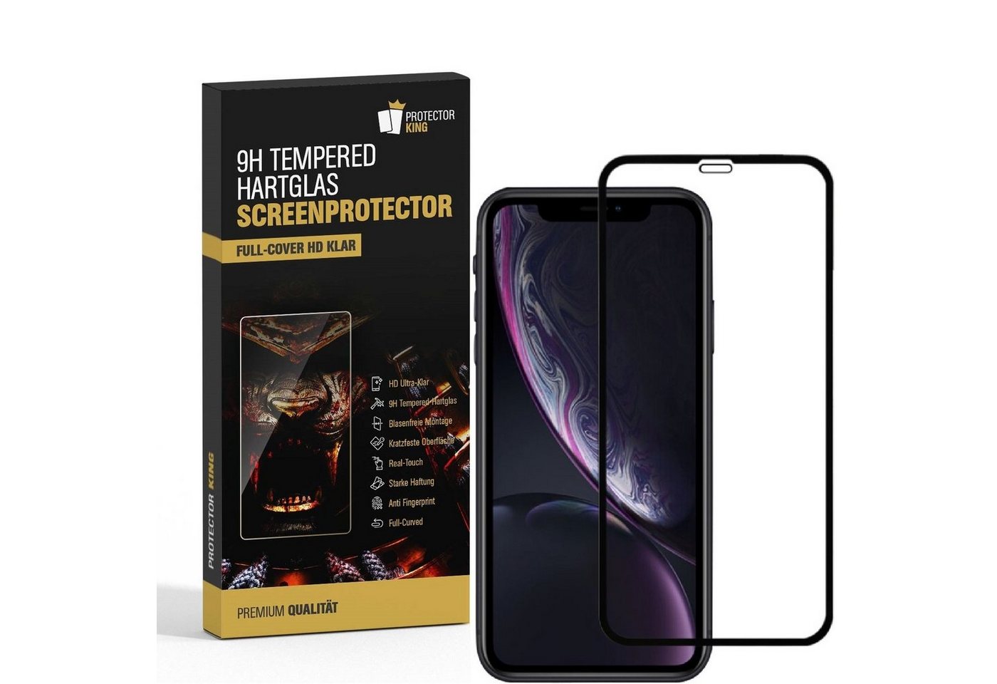 Protectorking Schutzfolie 1x 9H Hartglas für iPhone XS Max FULL COVER Panzerfolie Displayschutz, (1-Stück), Displayschutzglas, Schutzglas Echtglas Tempered 9H Härte HD-KLAR von Protectorking