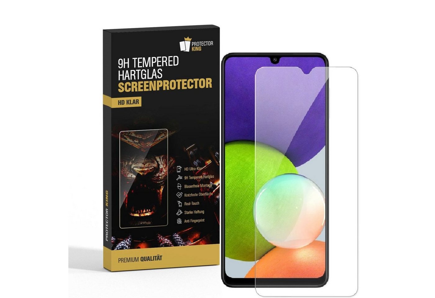 Protectorking Schutzfolie 1x 9H Panzerglas für Samsung Galaxy A22 5G Displayschutz Schutzglas, (1-Stück), Displayschutzglas, Schutzglas Echtglas Tempered 9H Härte HD-KLAR von Protectorking