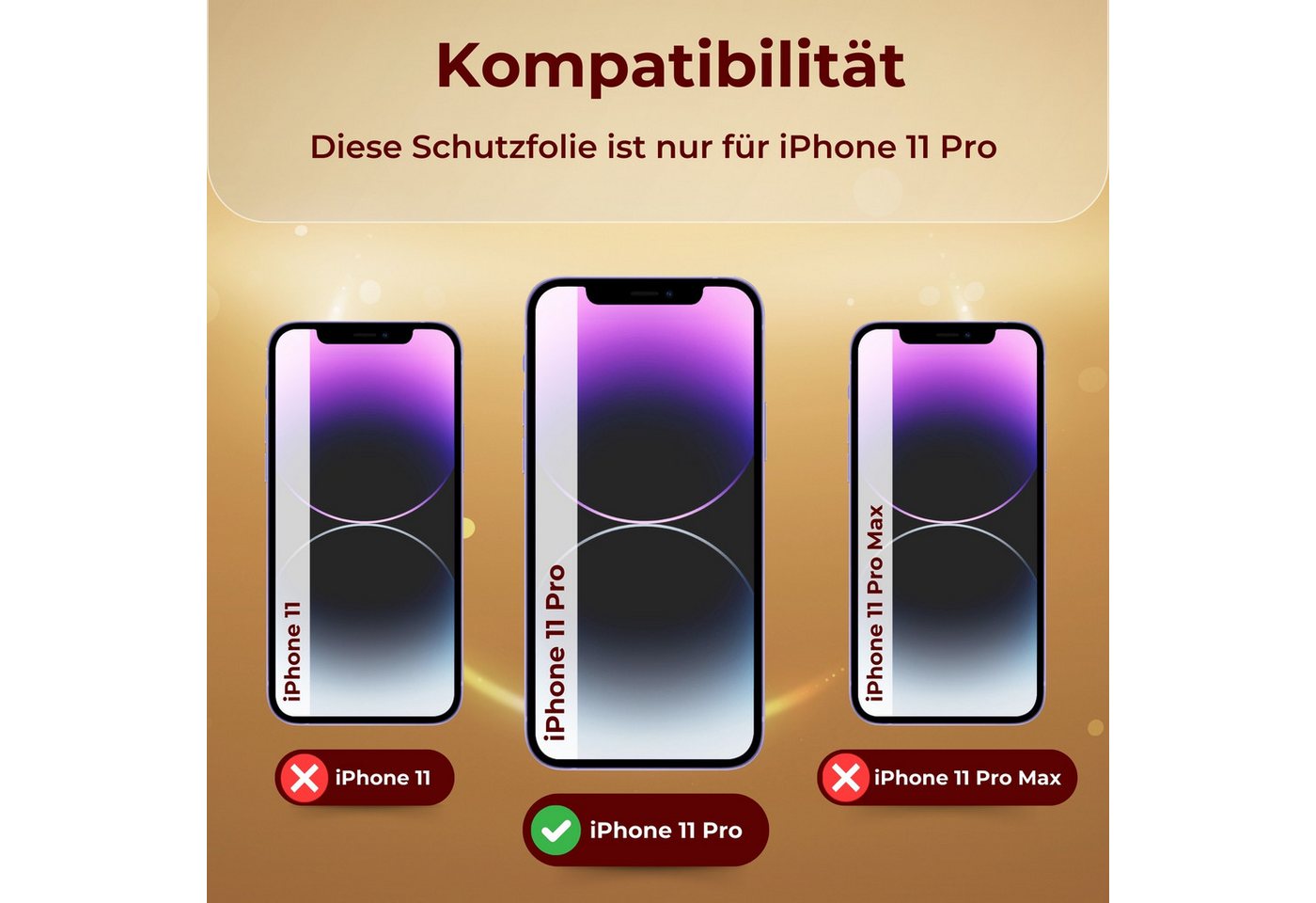 Protectorking Schutzfolie 1x 9H Panzerglas für iPhone 11 Pro HD KLAR echtes Tempered Glass Panze, (1-Stück), Displayschutzglas, Schutzglas Echtglas Tempered 9H Härte HD-KLAR von Protectorking