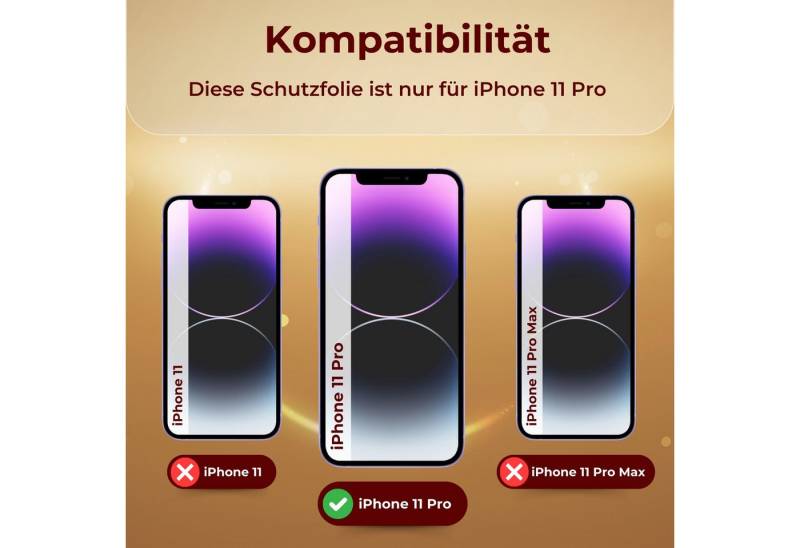 Protectorking Schutzfolie 1x 9H Panzerglas für iPhone 11 Pro HD KLAR echtes Tempered Glass Panze, (1-Stück), Displayschutzglas, Schutzglas Echtglas Tempered 9H Härte HD-KLAR von Protectorking
