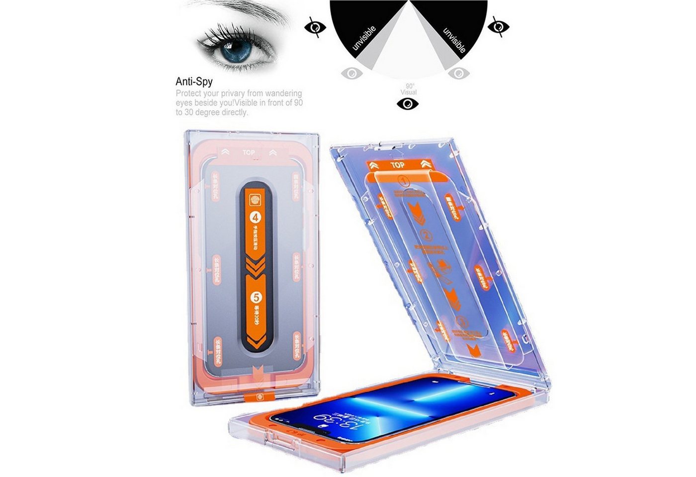 Protectorking Schutzfolie 1x Blickschutz MagicBox 9H Panzerhartglas für iPhone 15 Pro 3D KLAR, (1-Stück), echtes Tempered 9H Panzerhartglas schutzglas 3D-KLAR Screen Protector von Protectorking