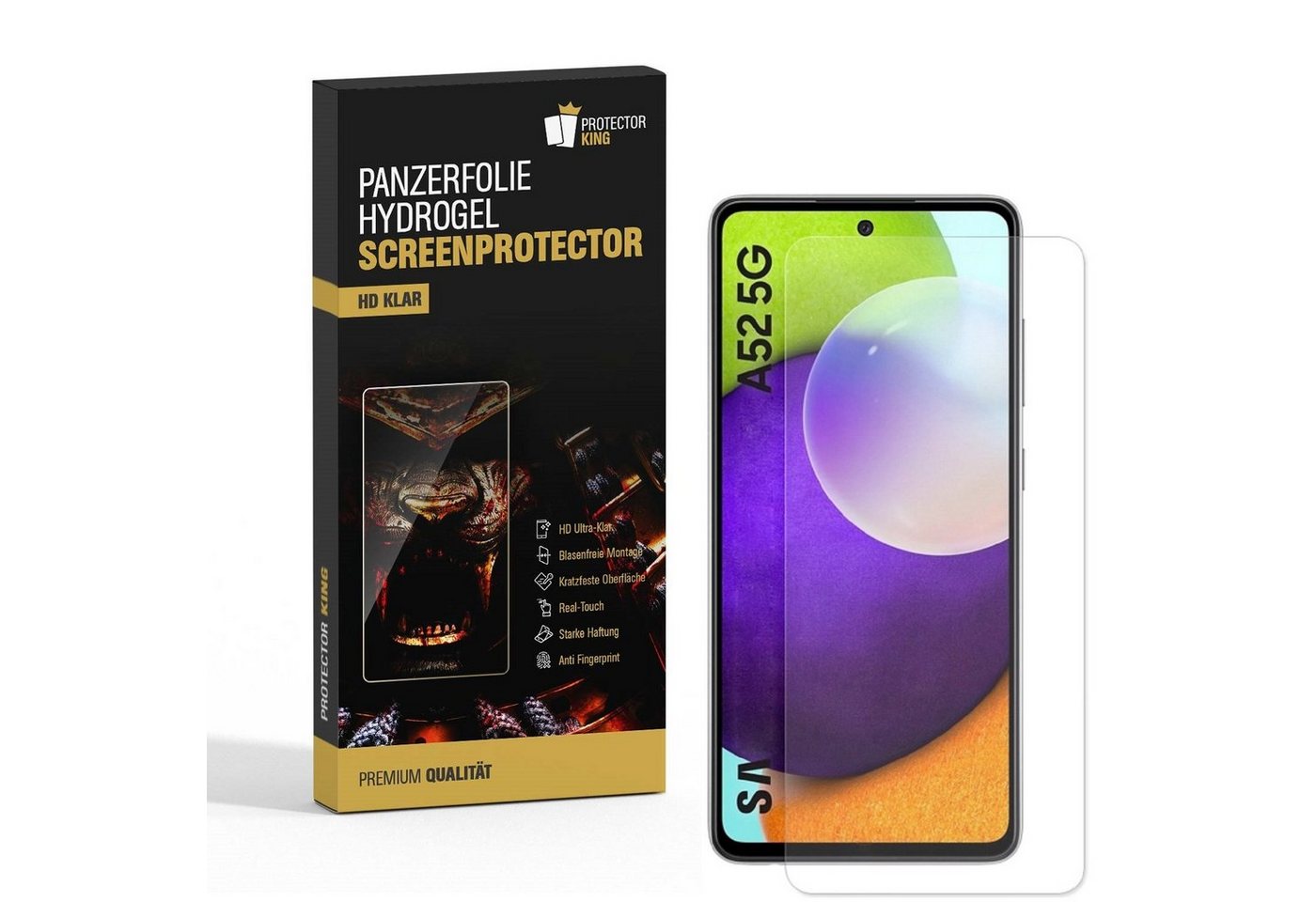 Protectorking Schutzfolie 1x Hydropanzerglas für Samsung Galaxy A52 HD KLAR FLEXIBLER Displaysch, (1-Stück), Displayschutzfolie, Panzer Schutz, NANO ANTI-SHOCK HD KLAR von Protectorking