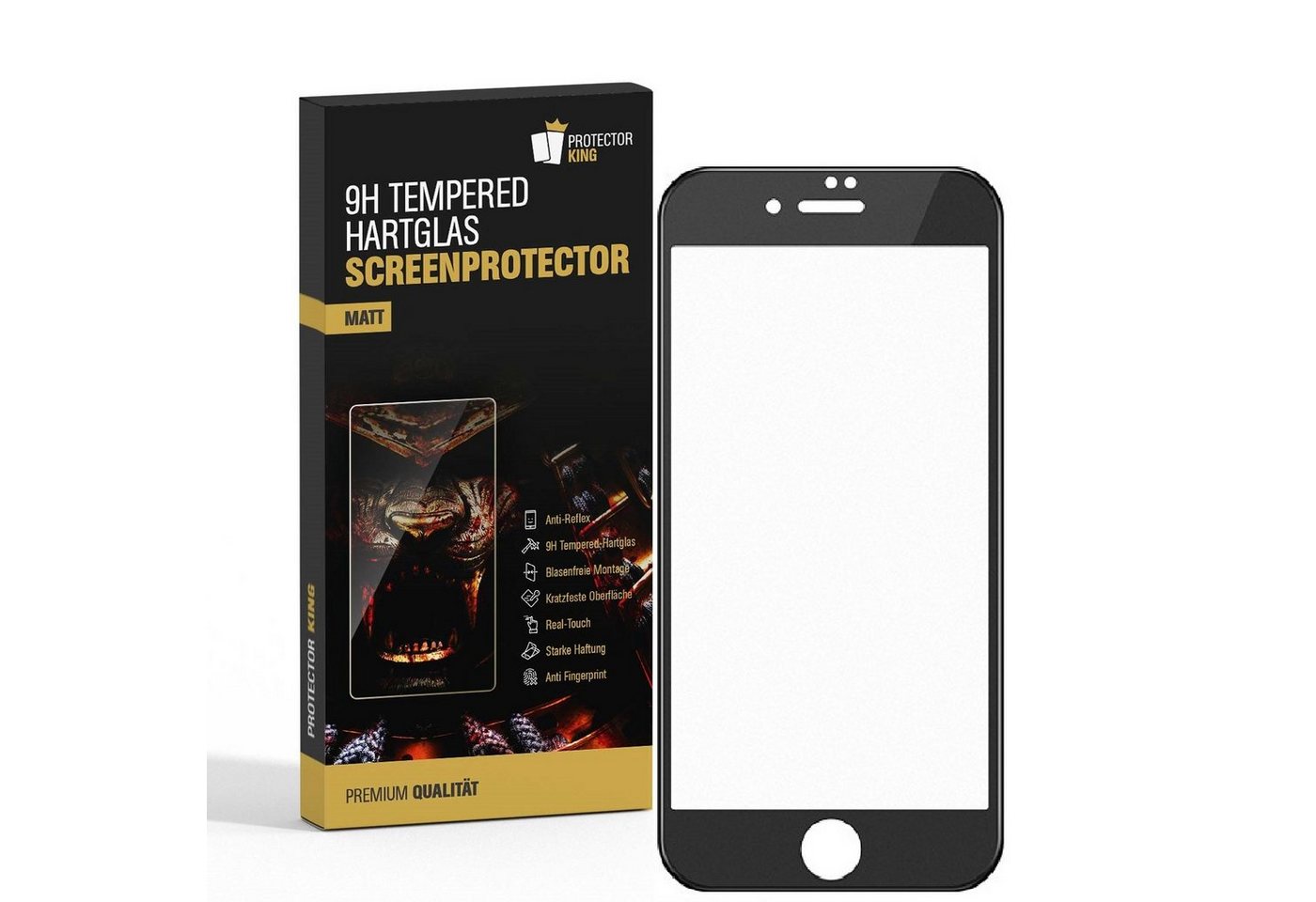 Protectorking Schutzfolie 1x Matt 9H Hartglas für iPhone 8 FULL COVER Schutzfolie Schutzglas, (1-Stück), Displayschutzglas, Schutzglas Echtglas Tempered 9H Härte HD-KLAR von Protectorking