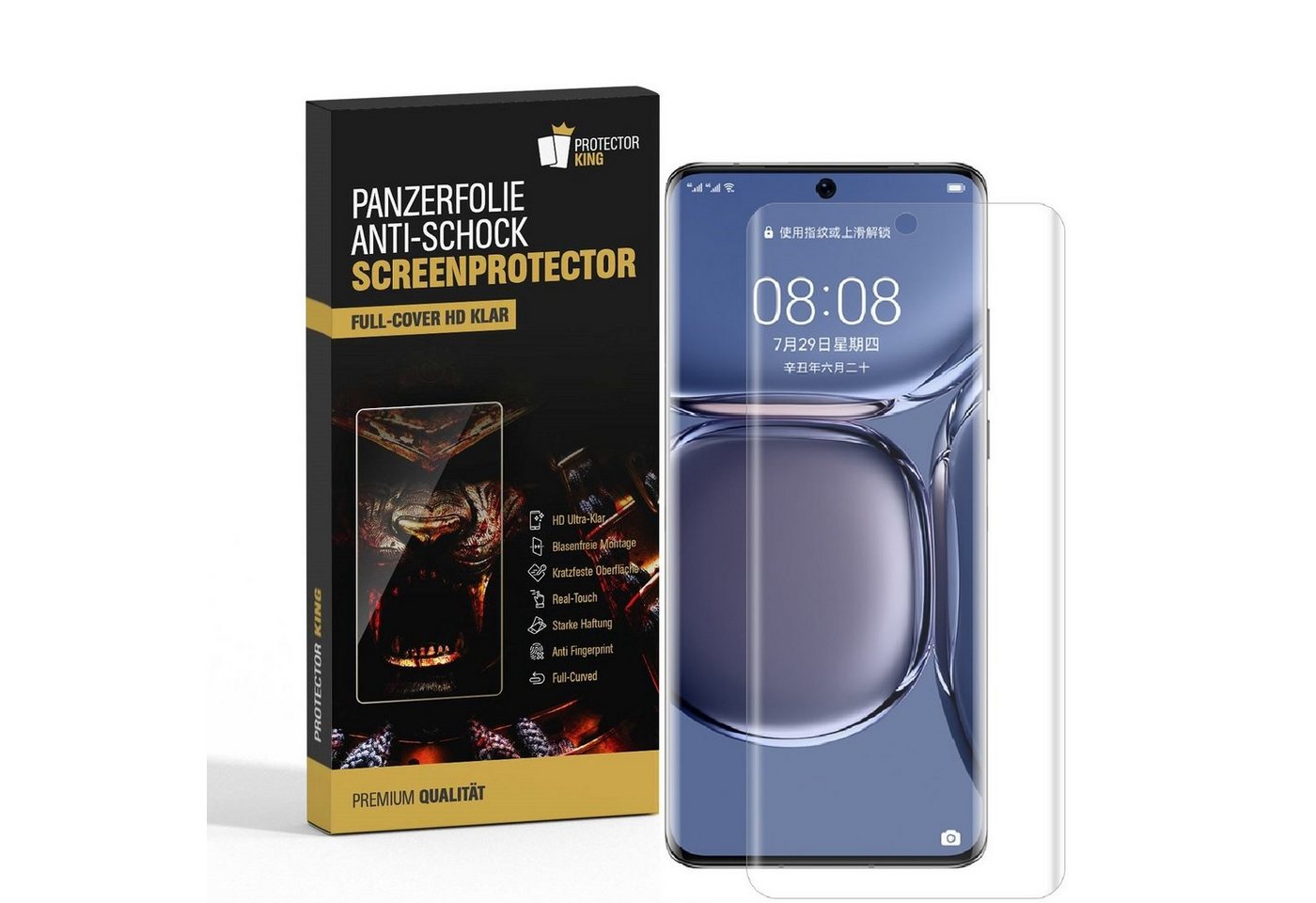 Protectorking Schutzfolie 1x Panzerfolie für Huawei P50 Pro FULL SCREEN Displayschutz Schutzfoli, (1-Stück), klar von Protectorking