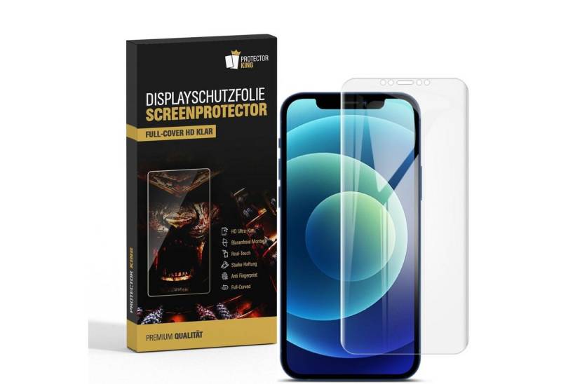Protectorking Schutzfolie 2x Displayschutzfolie für iPhone 12 FULL COVER Displayfolie HD KLAR, (2-Stück), flexible Displayschutzfolie, PREMIUM QUALITÄT 3D-KLAR von Protectorking