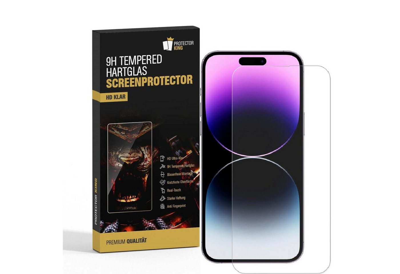 Protectorking Schutzfolie 3x 9H Panzerglas für iPhone 14 Pro Max Displayschutz Schutzglas Schutz, (3-Stück), Displayschutzglas, Schutzglas Echtglas Tempered 9H Härte HD-KLAR von Protectorking