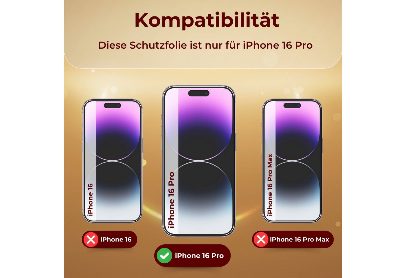 Protectorking Schutzfolie 3x 9H Panzerglas für iPhone 16 Pro HD KLAR echtes Tempered Glass Panze, (3-Stück), echtes Tempered 9H Glas HD klar von Protectorking