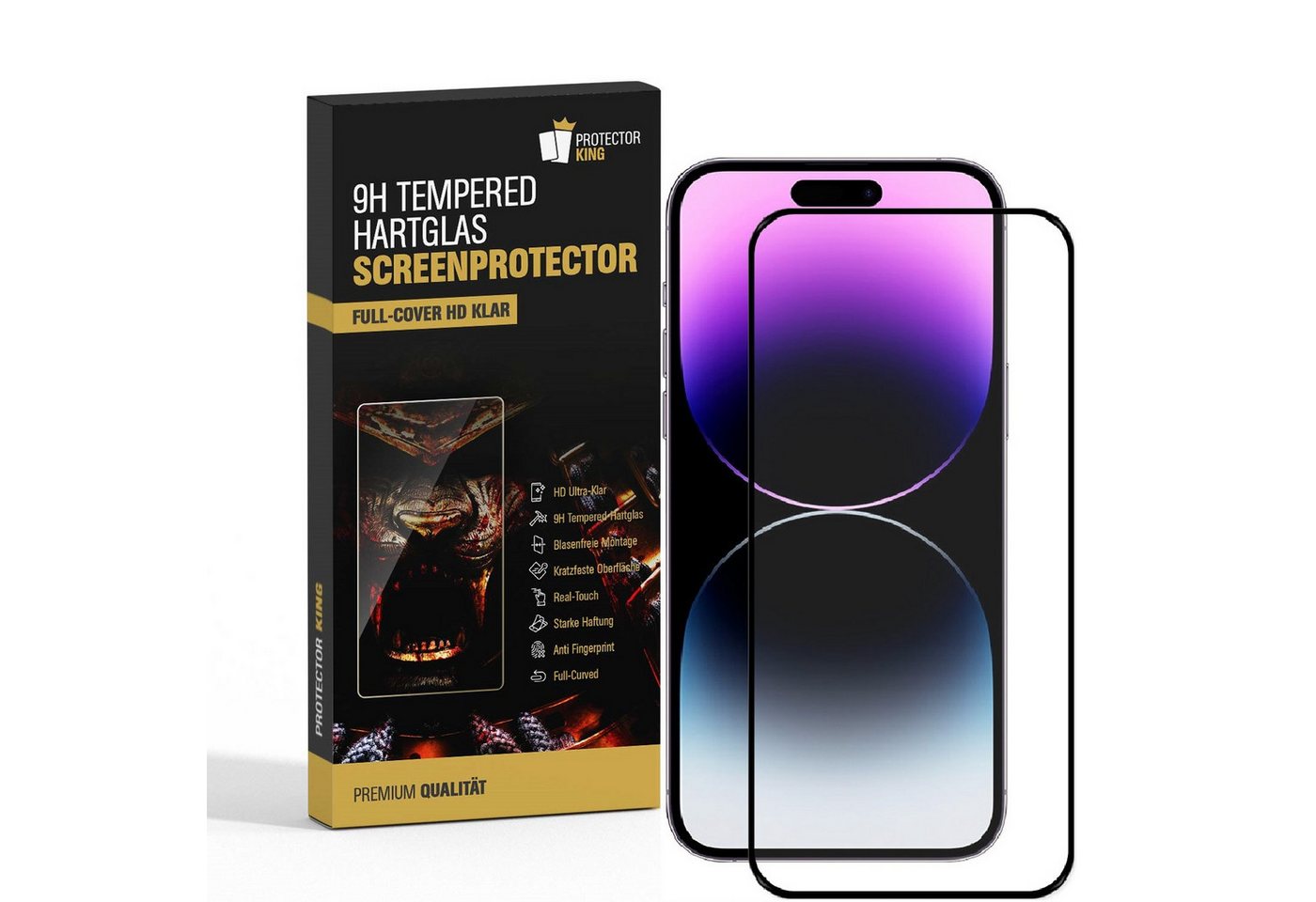 Protectorking Schutzfolie 3x 9H Panzerglas für iPhone 16 Pro Max FULL COVER HD KLAR echtes Tempe, (3-Stück), Displayschutz, Schutzglas ECHTES TEMPERED 9H Panzerglas 3D-KLAR von Protectorking