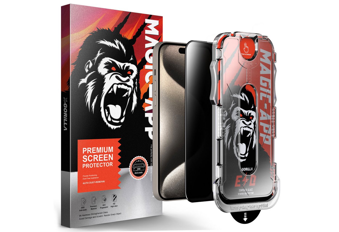 Protectorking Schutzfolie 3x Blickschutz 9H Panzerglas für iPhone 16e FULL-COVER mit Montagehilf, (3-Stück), Montagehilfe von Protectorking