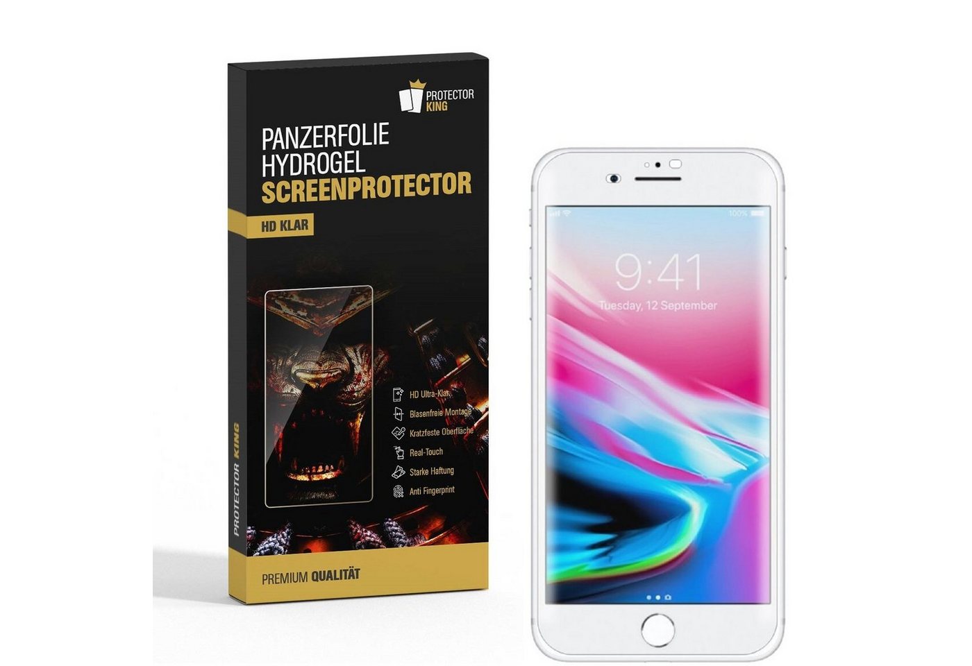 Protectorking Schutzfolie 3x Hydropanzerglas für iPhone 8 Plus HD KLAR FLEXIBLER Displayschutz, (3-Stück), Displayschutzfolie, Panzer Schutz, NANO ANTI-SHOCK HD KLAR von Protectorking