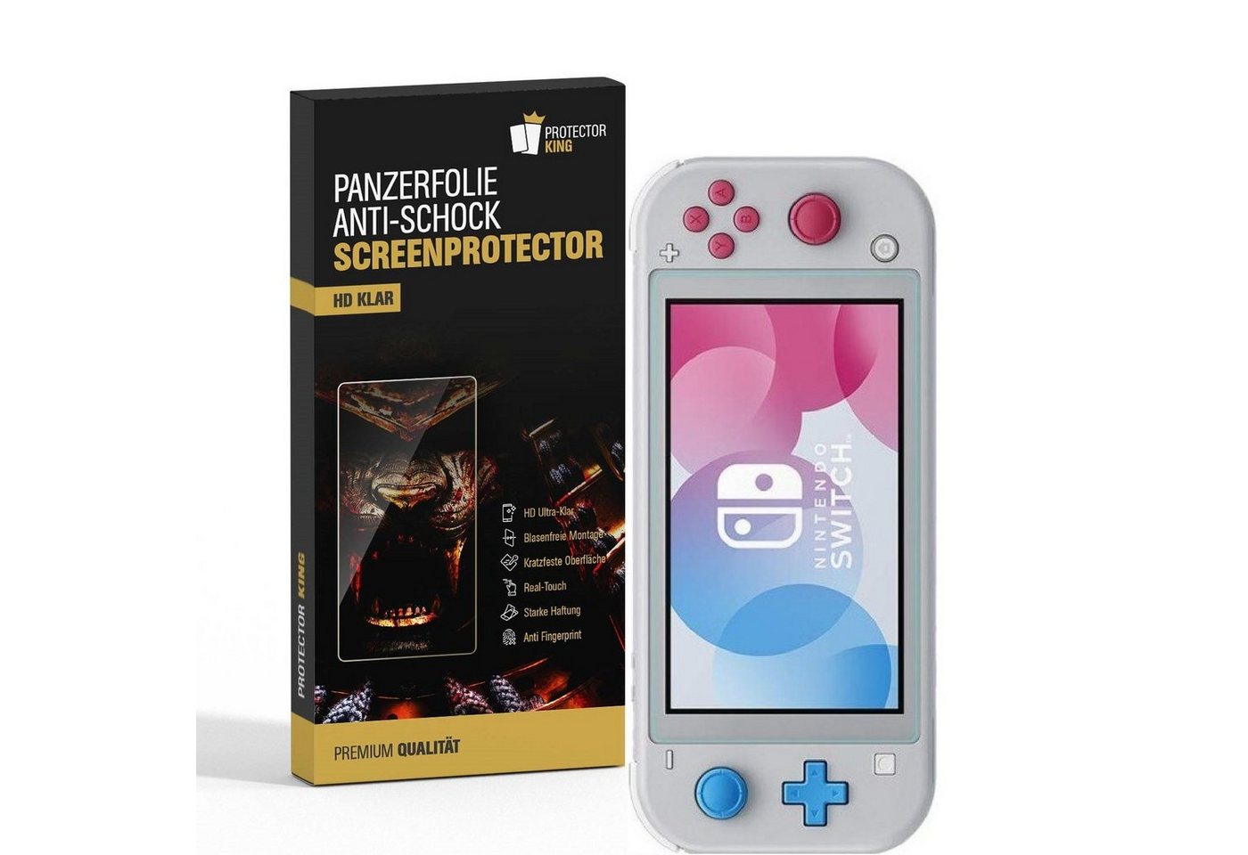 Protectorking Schutzfolie 3x Panzerfolie für Nintendo Switch Lite Displayschutz Schutzfolie, (3-Stück), ANTI-SPLITTER von Protectorking
