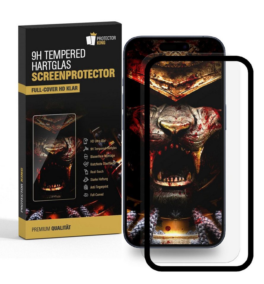 Protectorking Schutzfolie 4x 9H Panzerglas für iPhone 16 FULL COVER HD KLAR mit Montagehilfe, (4-Stück), Displayschutz aus echtem Tempered 9H Glass HD klar mit Montagehilfe von Protectorking