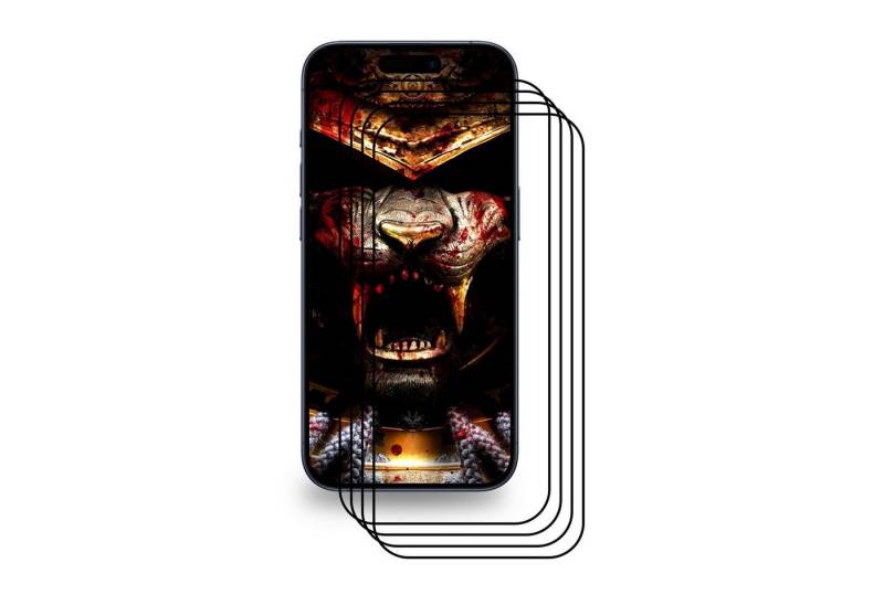 Protectorking Schutzfolie 4x 9D Keramik-Glass für Apple iPhone 15 Pro Max FULL COVER 3D KLAR, (4-Stück), Anti-Schmutz von Protectorking