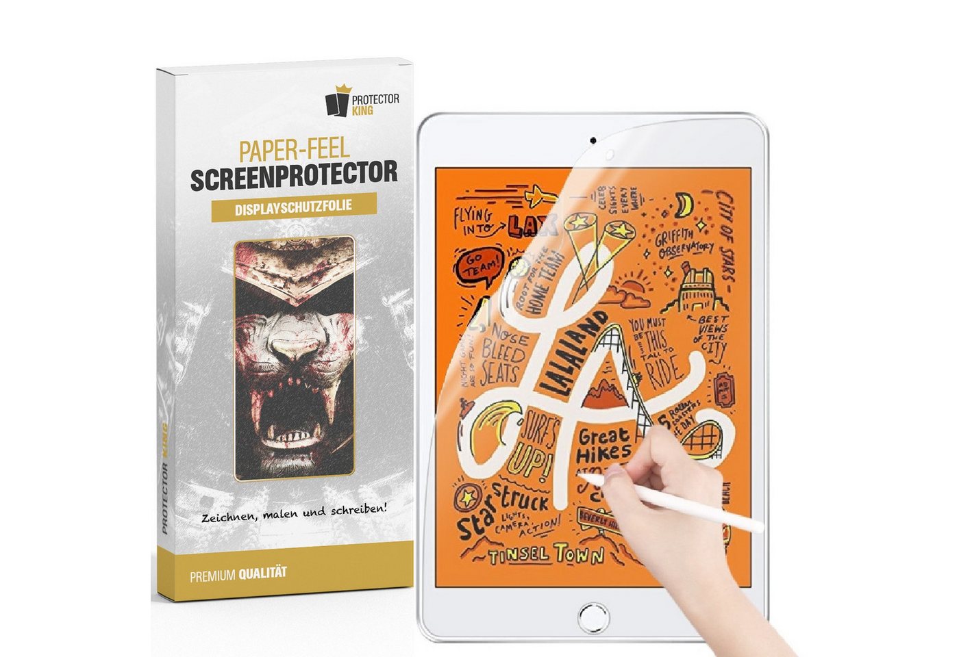 Protectorking Schutzfolie 4x Paperfeel Schutzfolie für iPad Mini 4 Displayschutz Schreiben Malen, (4-Stück), ENTSPIEGELT von Protectorking