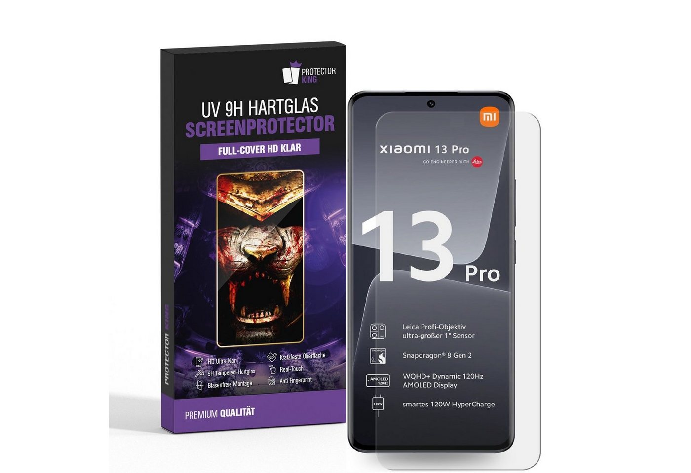 Protectorking Schutzfolie 4x UV-Liquid 9H Panzerglas für Xiaomi 13 Lite 3D KLAR echtes Tempered, (4-Stück), Displayschutzglas, Schutzglas Echtglas Tempered 9H Härte HD-KLAR von Protectorking