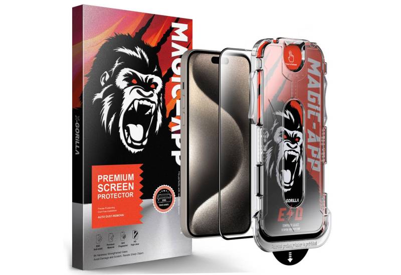 Protectorking Schutzfolie 4x X-Gorilla Tempered 9H Glass für iPhone 12 Pro MAGIC-APP 3D KLAR, (4-Stück), echtes Tempered 9H Panzerhartglas schutzglas 3D-KLAR Screen Protector von Protectorking