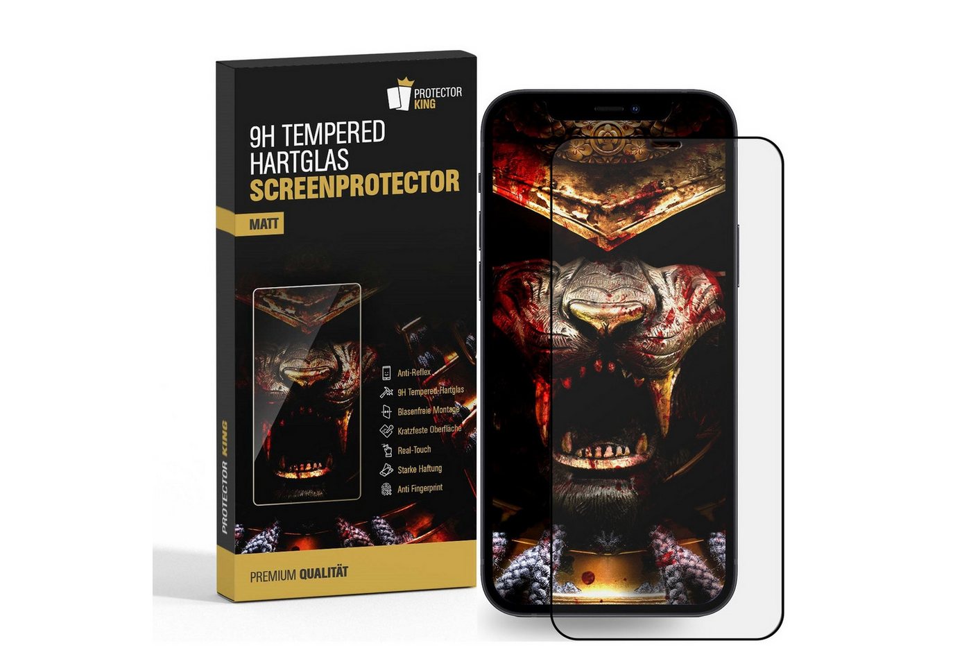 Protectorking Schutzfolie 5x 9H Panzerglas für iPhone 13 Pro FULL COVER matt Anti-Reflex entspie, (5-Stück), echtes Tempered 9H Glass matt Anti-Reflex entspiegelt von Protectorking