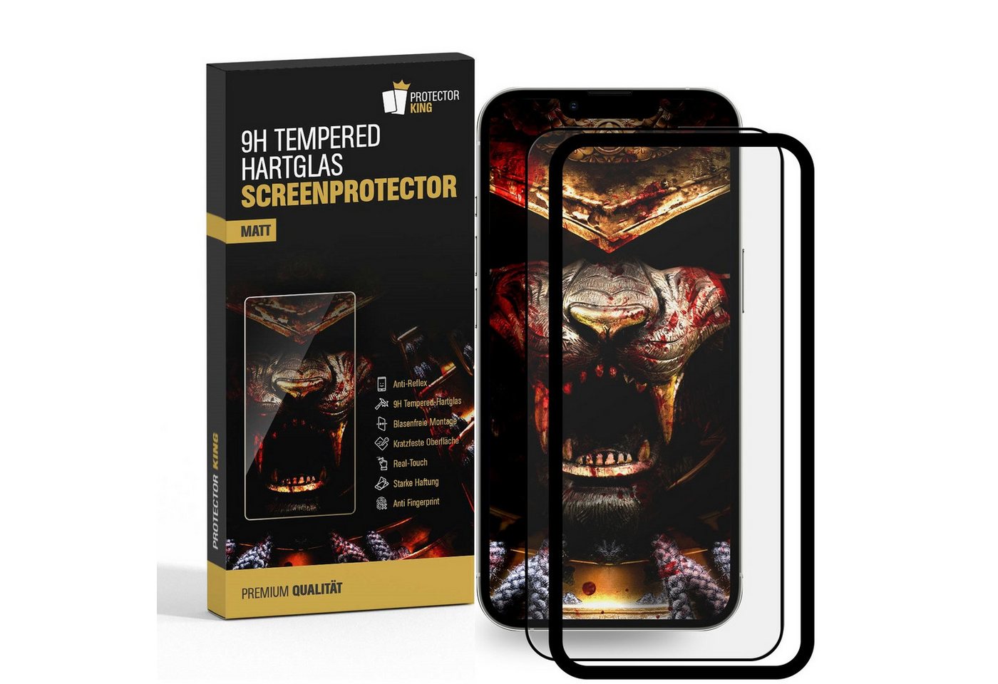 Protectorking Schutzfolie 5x 9H Panzerglas für iPhone 14 Pro Max FULL COVER matt Anti-Reflex, (1-Stück), entspiegelt, mit Montagerahmen, Anti-Stoß, Anti Kratz, Anti-Schmutz von Protectorking