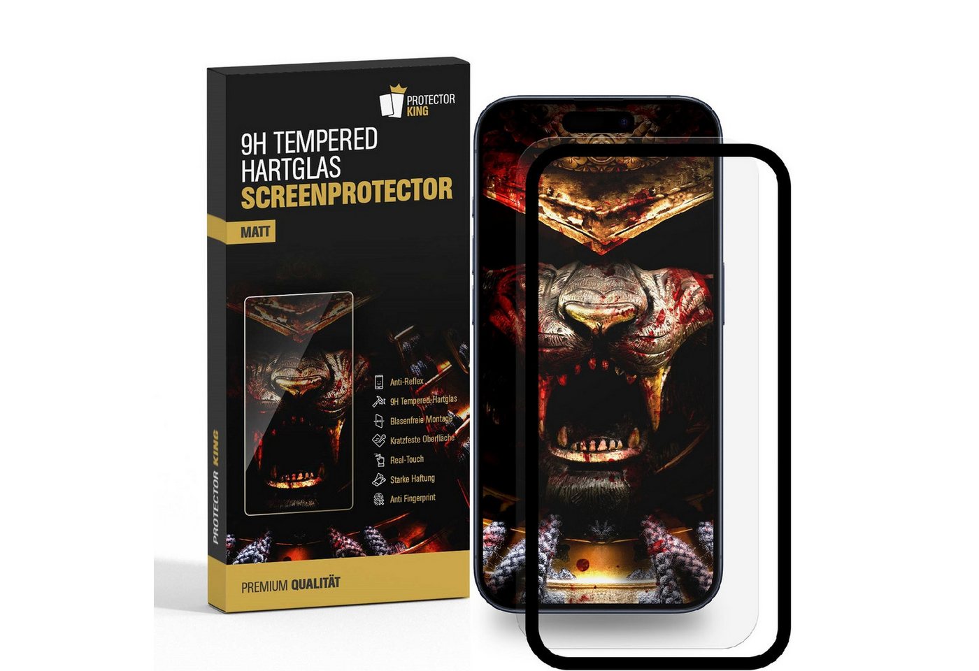 Protectorking Schutzfolie 5x 9H Panzerglas für iPhone 15 FULL COVER matt Anti-Reflex mit Montage, (5-Stück), entspiegelt, mit Montagerahmen, Anti-Stoß, Anti Kratz, Anti-Schmutz von Protectorking