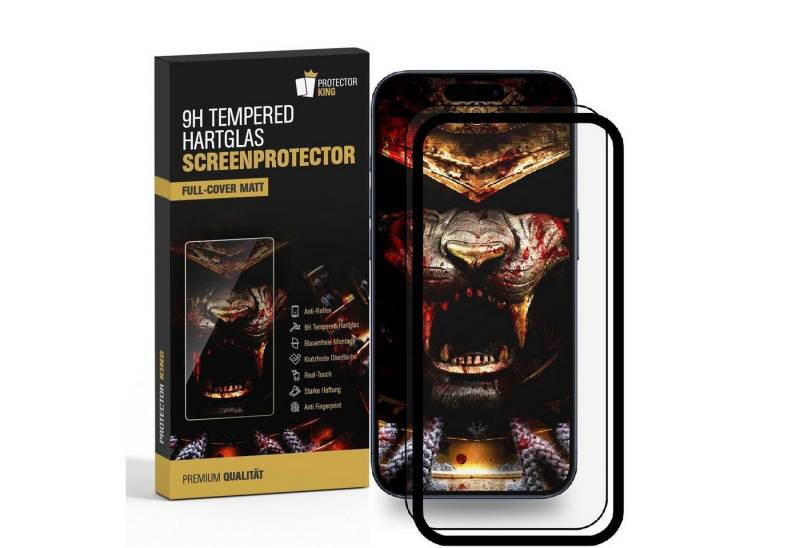 Protectorking Schutzfolie 5x 9H Panzerglas für iPhone 16 FULL COVER matt Anti-Reflex entspiegelt, (5-Stück), echtes Tempered 9H Glass matt, Anti-Reflex mit Montagehilfe von Protectorking