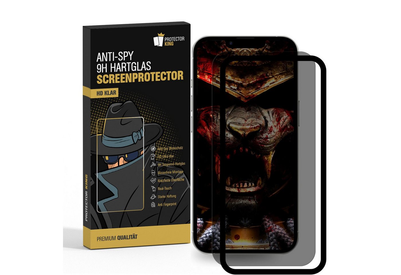 Protectorking Schutzfolie 5x Anti-Spy 9H Panzerglas für iPhone 16 Plus Blickschutz mit Montagehi, (5-Stück), Montagehilfe von Protectorking