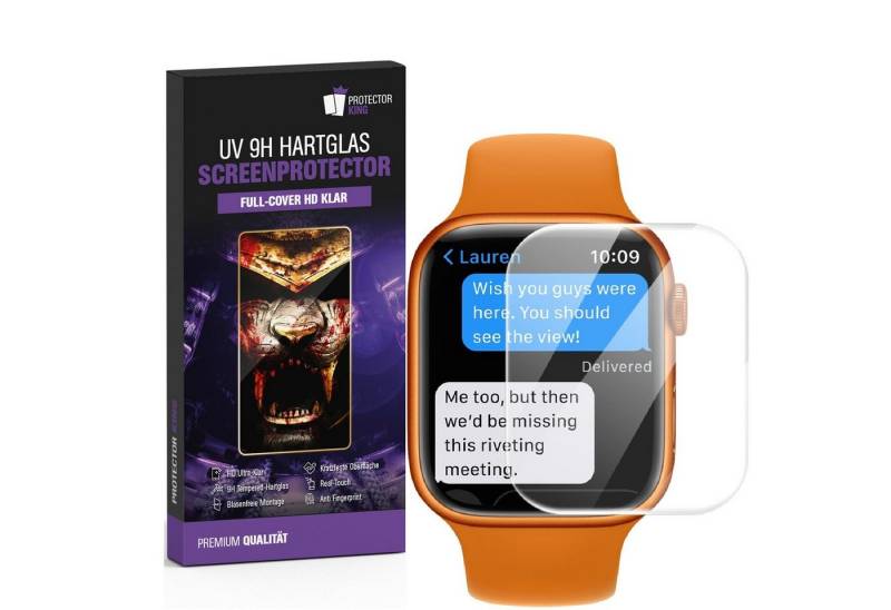 Protectorking Schutzfolie 5x UV-Liquid 9H Panzerglas für Apple Watch SE 2022 44 mm 3D KLAR echte, (5-Stück), FULL CURVED echtes Tempred 9H Panzerhartglas HD KLAR von Protectorking