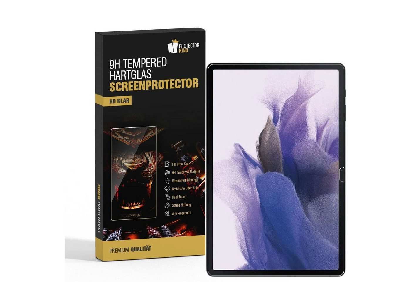 Protectorking Schutzfolie 5x echtes Tempered 9H Panzerglas für Samsung Galaxy Tab S9 FE Plus 3D, (5-Stück), echtes Tempred 9H Panzerglas. Schutzglas HD KLAR von Protectorking