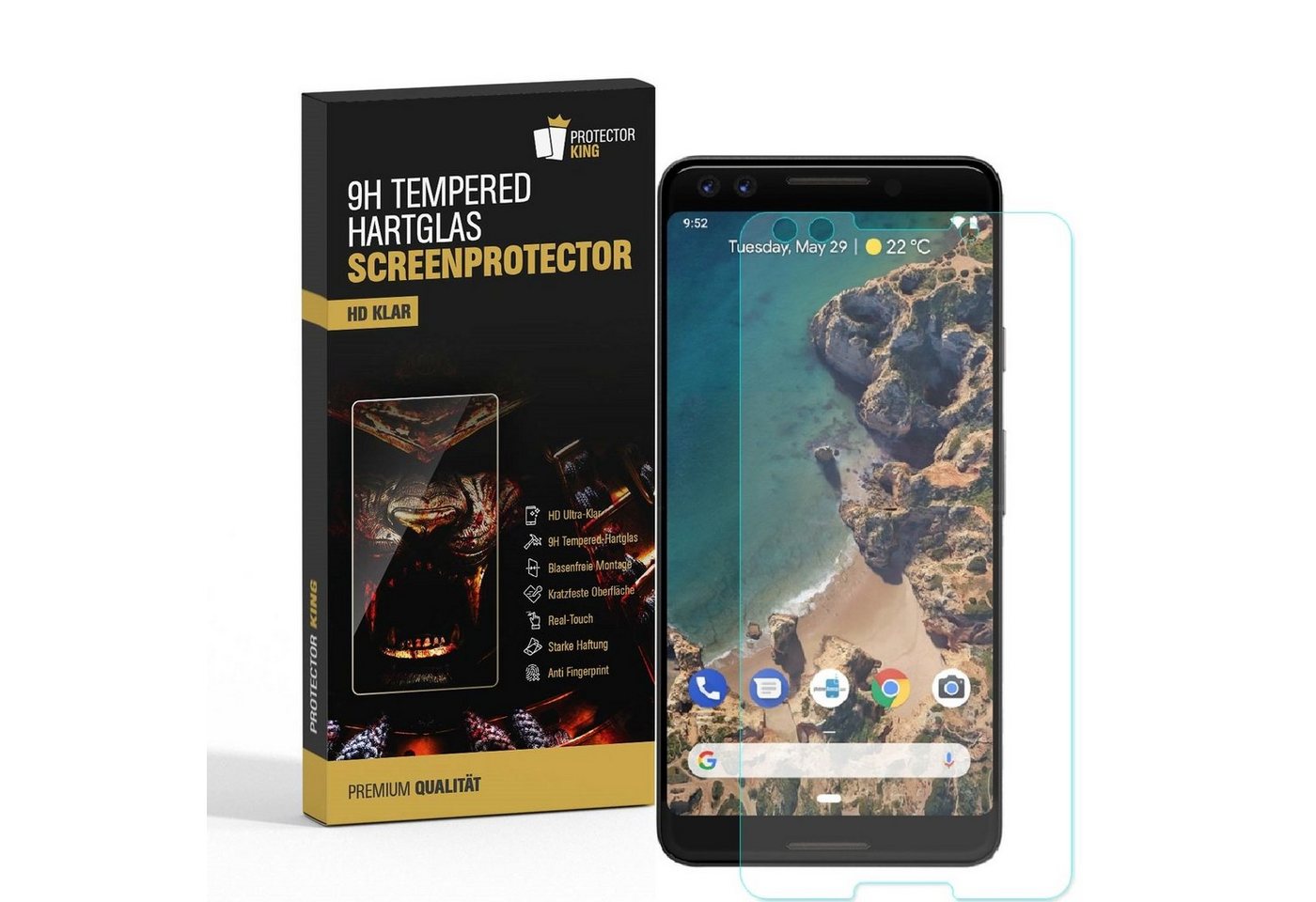 Protectorking Schutzfolie 6x 9H Hartglas für Google Pixel 3 Panzerfolie Displayglas Schutzglas, (6-Stück), Displayschutzglas, Schutzglas Echtglas Tempered 9H Härte HD-KLAR von Protectorking