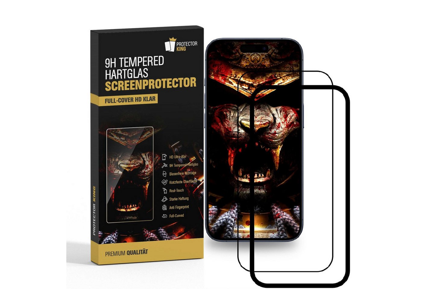 Protectorking Schutzfolie 6x 9H Panzerglas für iPhone 15 Pro FULL COVER HD KLAR mit Montagerahme, (6-Stück), HD Klar mit Montagerahmen, Anti-Stoß, Anti Kratz, Anti-Schmutz von Protectorking
