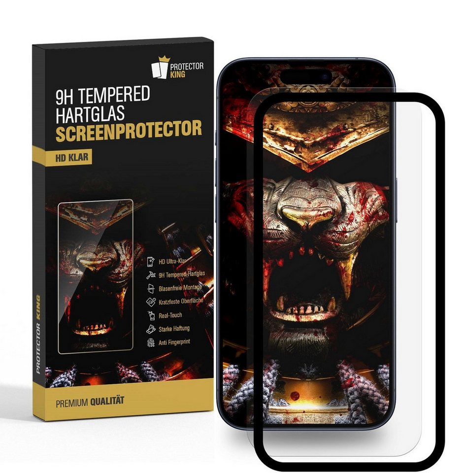 Protectorking Schutzfolie 6x 9H Panzerglas für iPhone 16 Pro 3D A++ KLAR mit Montagerahmen echte, (6-Stück), 9H Härte schützt das Display vor Stöße Kratzer und Schmutz von Protectorking