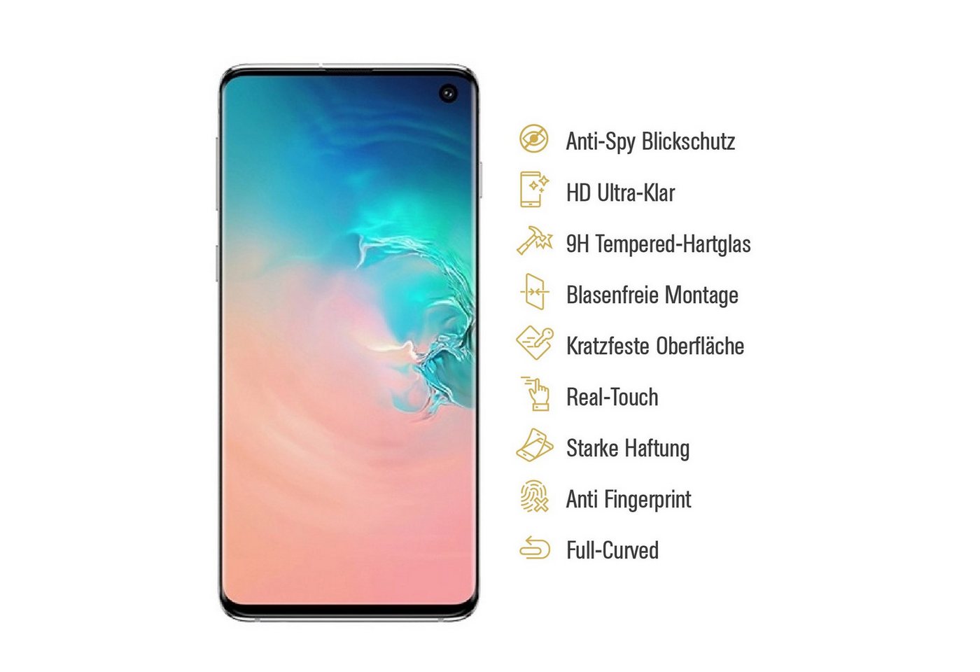 Protectorking Schutzfolie 6x Blickschutz 9H Panzerhartglas für Samsung Galaxy S10 FULL CURVED, (6-Stück), Displayschutz, Schutzglas ANTI-SPY PRIVACY BLICKSCHUTZ 9H Härte von Protectorking