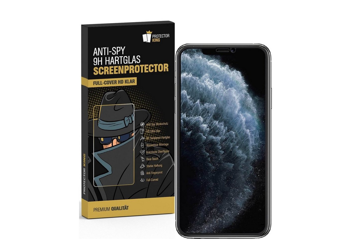 Protectorking Schutzfolie 6x Blickschutz 9H Panzerhartglas für iPhone XS Max ANTI-SPY PRIVACY, (6-Stück), Displayschutzglas, Schutzglas Echtglas Tempered 9H Härte HD-KLAR von Protectorking