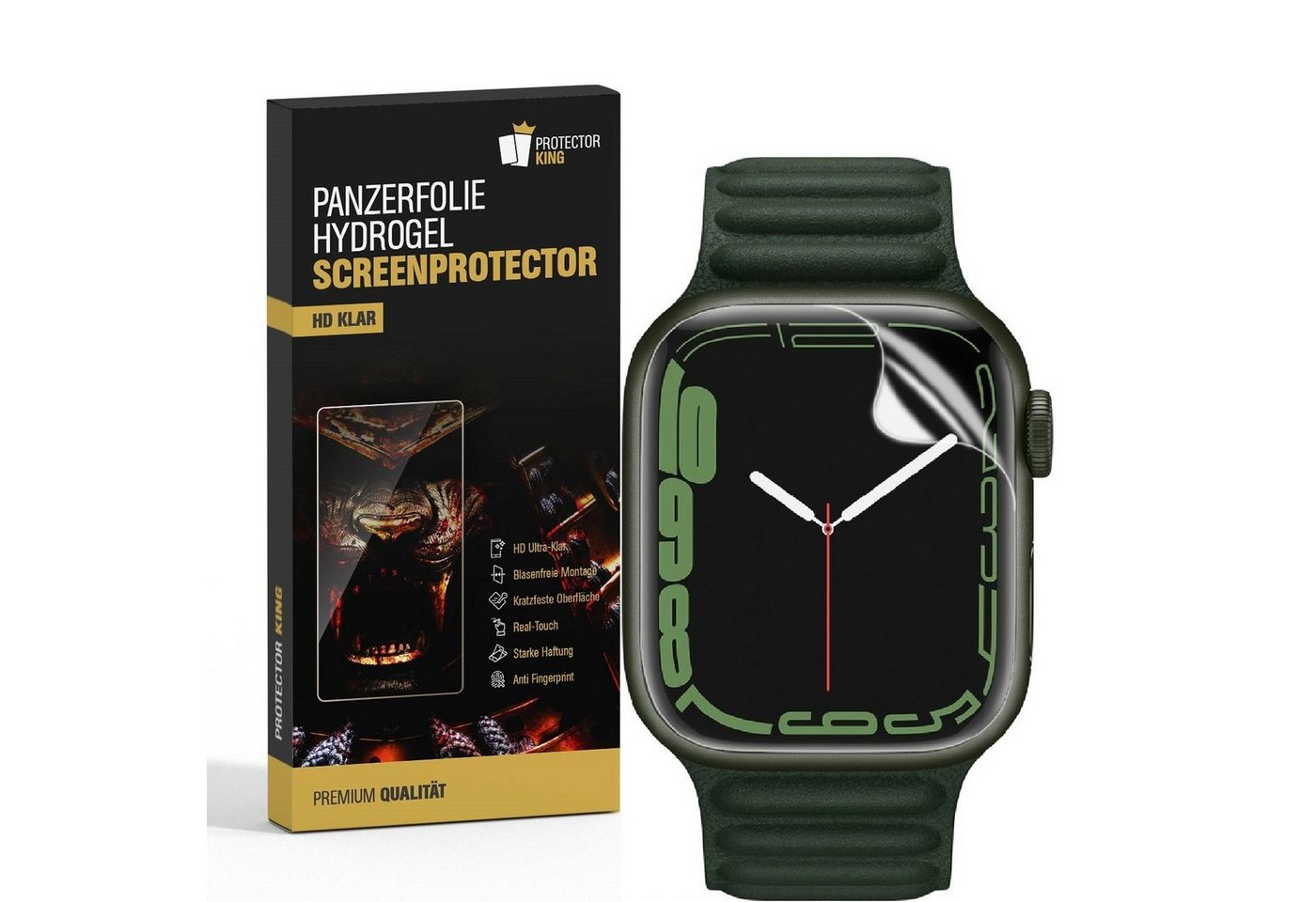 Protectorking Schutzfolie 6x HYBRIDGLAS für Apple Watch 7 45mm FULL CURVED Displayschutz Panzerf, (6-Stück), Rand von Protectorking