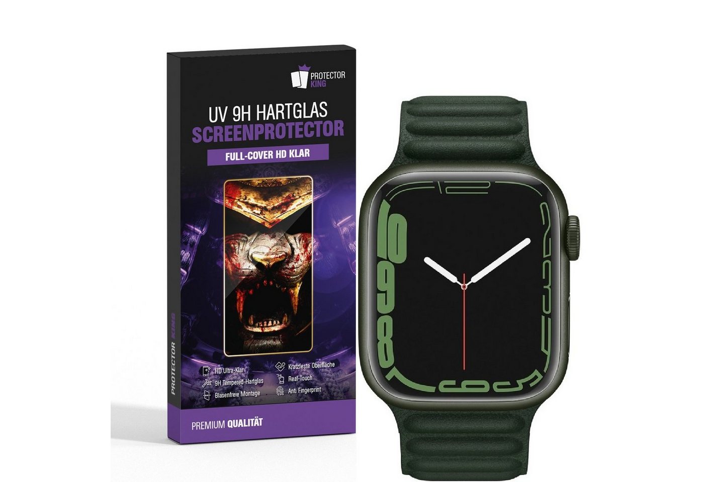 Protectorking Schutzfolie 6x UV-Liquid 9H Panzerglas für Apple Watch 4/ 5/ 6 40 mm 3D KLAR echte, (6-Stück), FULL CURVED echtes Tempred 9H Panzerhartglas HD KLAR von Protectorking