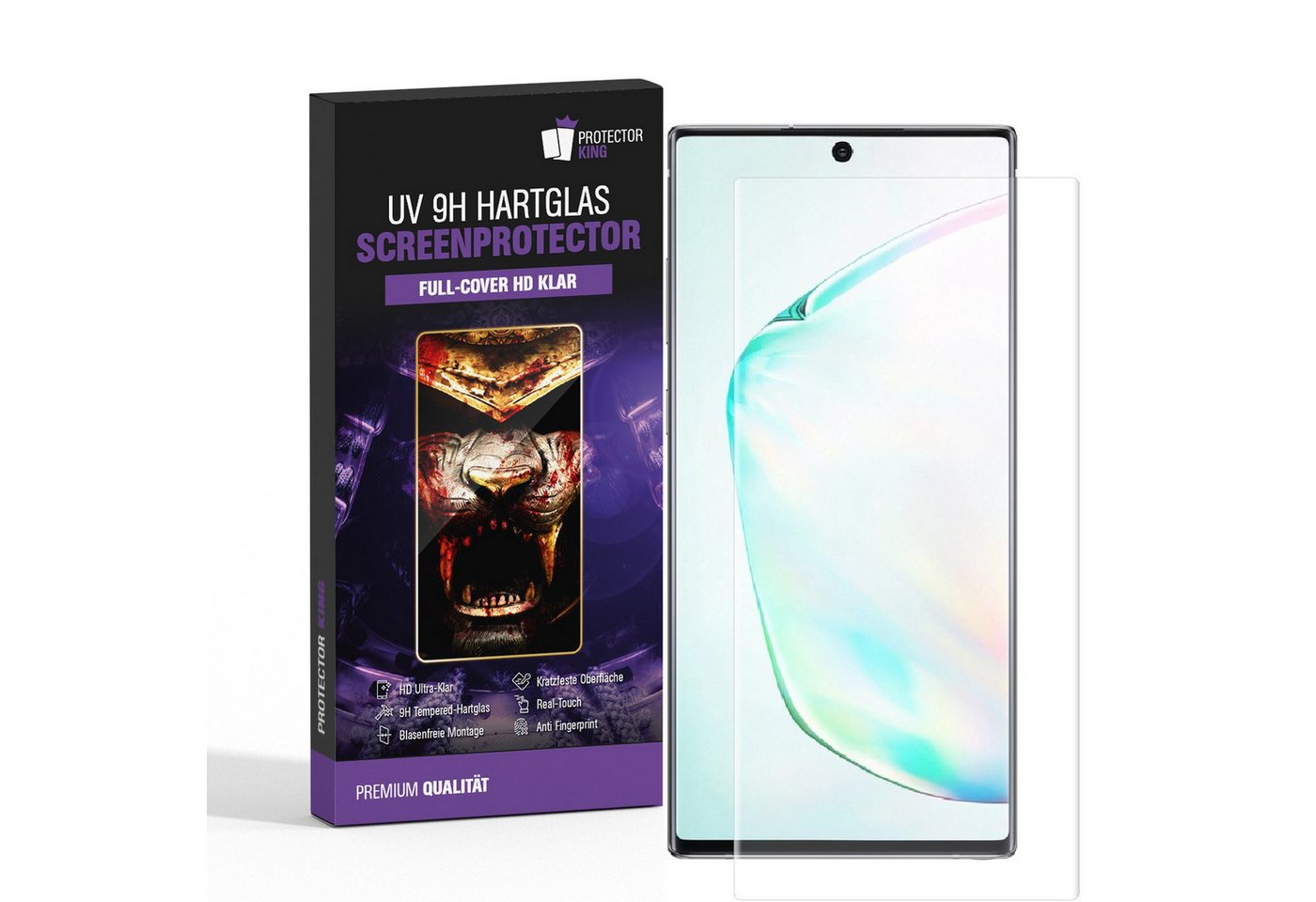 Protectorking Schutzfolie 6x UV-Liquid 9H Panzerglas für Samsung Galaxy Note 10 Plus 3D KLAR, (6-Stück), Displayschutzglas, Schutzglas Echtglas Tempered 9H Härte HD-KLAR von Protectorking