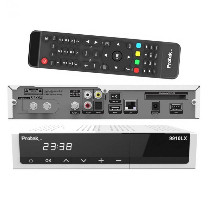 Protek Protek 9910 LX HD E2 Linux HDTV Receiver mit 2x DVB-S2 Sat Tuner weiß Satellitenreceiver von Protek