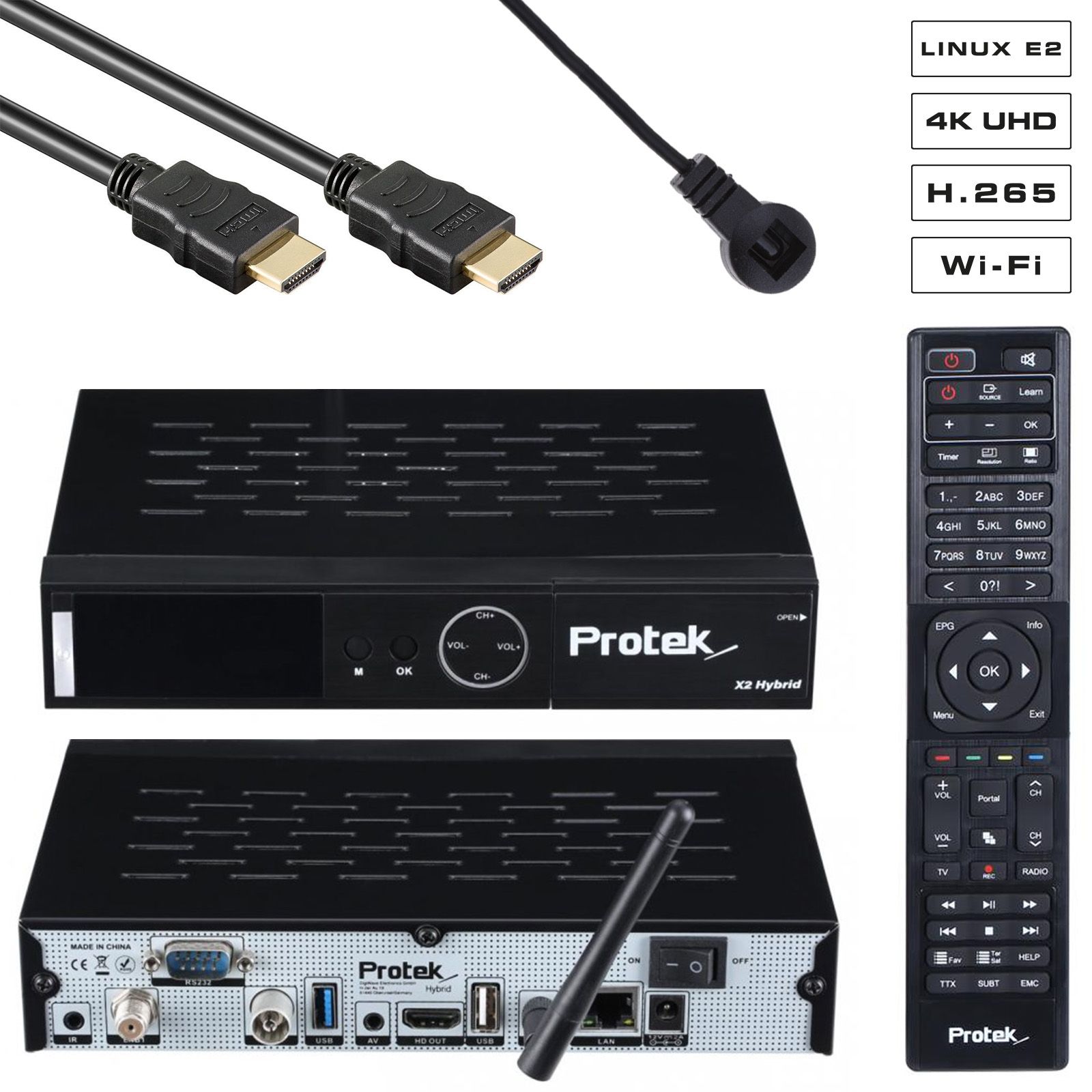 Protek X2 Combo 4K UHD 2160p H.265 HEVC E2 Linux 2.4 GHz WiFi 1x DVB-S2 1x DVB-C/T2 Receiver Protek X2 Combo 4K UHD 2160p H.265 HEVC E2 Linux 2.4 GHz WiFi 1x DVB-S2 1x DVB-C/T2 Receiver von Protek