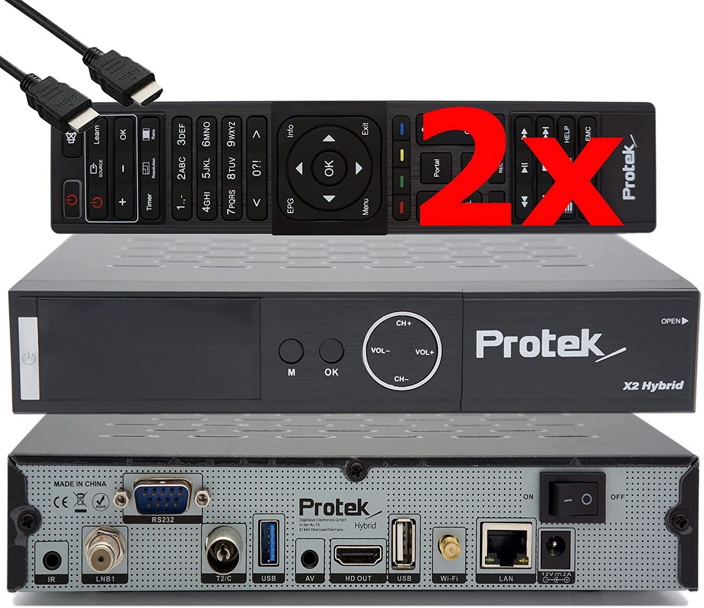Protek X2 Combo 4K - UHD HDR DVB-S2 & DVB-C/ T2, OpenATV E2 Linux Sat & Kabel SAT-Receiver von Protek