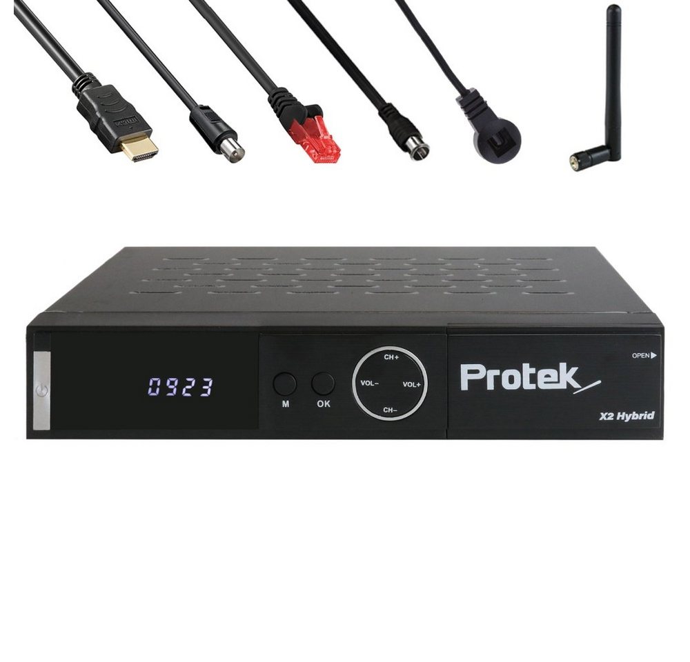 Protek X2 Combo 4K inkl. Antennen, Koax- & Netzwerkkabel Satellitenreceiver von Protek