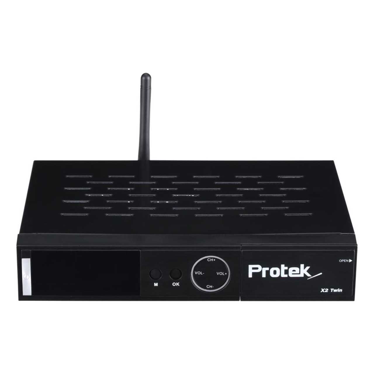 Protek X2 Twin 4K UHD 2160p H.265 HEVC E2 Linux 2.4 GHz WiFi 2x DVB-S2 Sat Receiver Schwarz von Protek