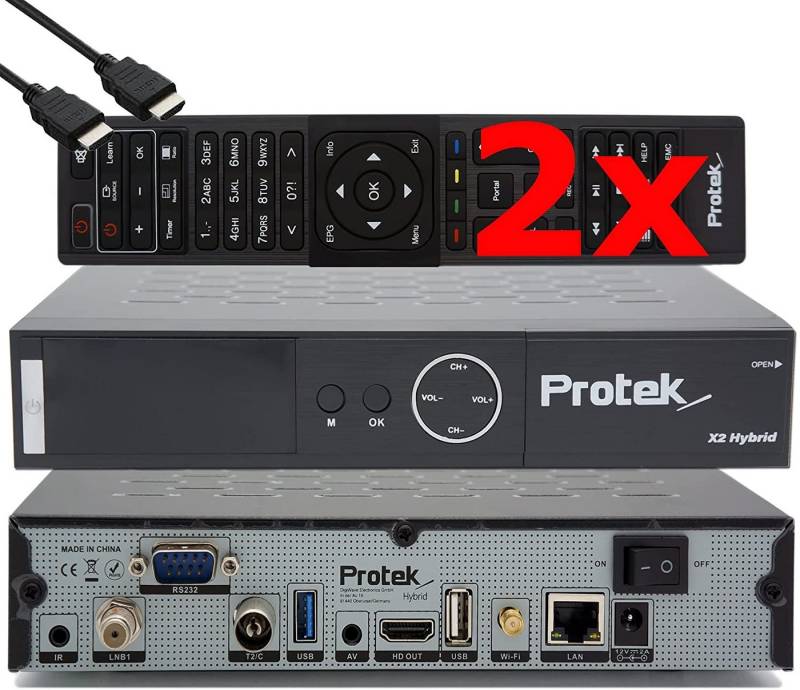 Protek X2 Twin SAT 4K - UHD 2X DVB-S2 Twin Tuner, OpenATV E2 Linux Receiver SAT-Receiver von Protek