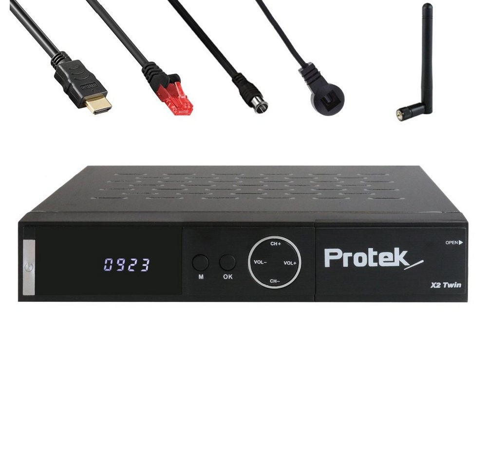 Protek X2 Twin-Sat-Receiver 4K inkl. Koax- & Netzwerkkabel Satellitenreceiver Protek X2 Twin-Sat-Receiver 4K inkl. Koax- & Netzwerkkabel Satellitenreceiver von Protek